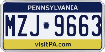 PA license plate MZJ9663