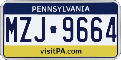 PA license plate MZJ9664
