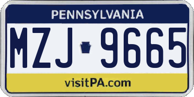 PA license plate MZJ9665