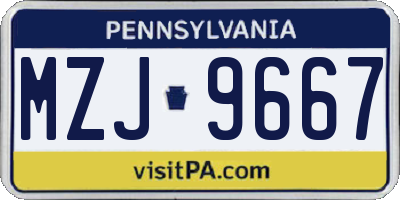PA license plate MZJ9667