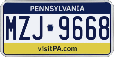 PA license plate MZJ9668