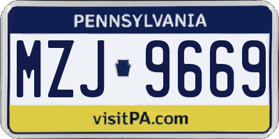 PA license plate MZJ9669