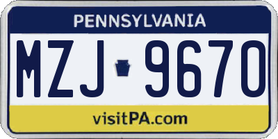 PA license plate MZJ9670