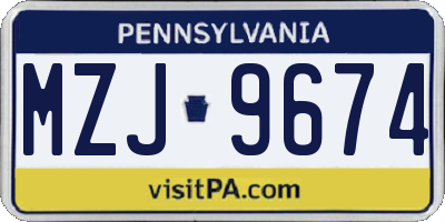 PA license plate MZJ9674