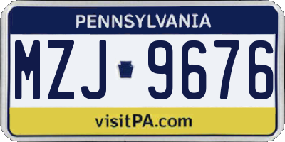 PA license plate MZJ9676