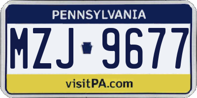 PA license plate MZJ9677