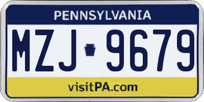 PA license plate MZJ9679