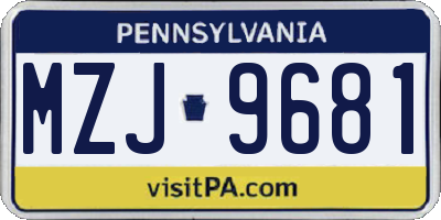 PA license plate MZJ9681