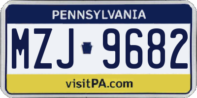 PA license plate MZJ9682