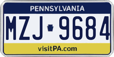 PA license plate MZJ9684