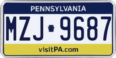 PA license plate MZJ9687