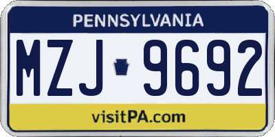 PA license plate MZJ9692