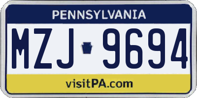 PA license plate MZJ9694