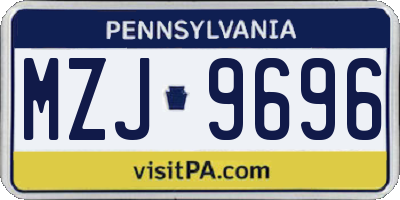 PA license plate MZJ9696