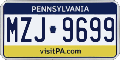 PA license plate MZJ9699