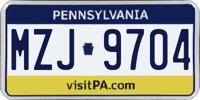 PA license plate MZJ9704