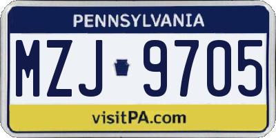 PA license plate MZJ9705