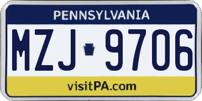 PA license plate MZJ9706