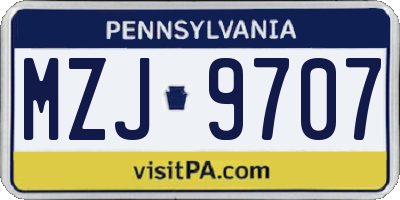 PA license plate MZJ9707