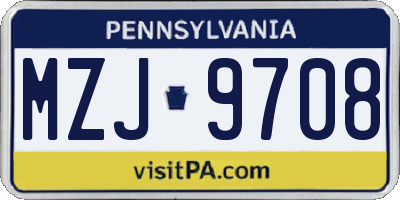 PA license plate MZJ9708