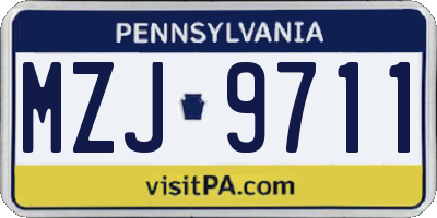 PA license plate MZJ9711