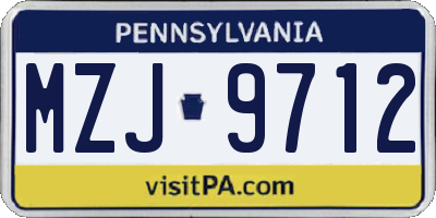 PA license plate MZJ9712