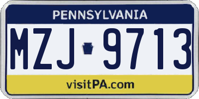 PA license plate MZJ9713