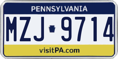 PA license plate MZJ9714