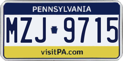 PA license plate MZJ9715