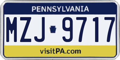 PA license plate MZJ9717