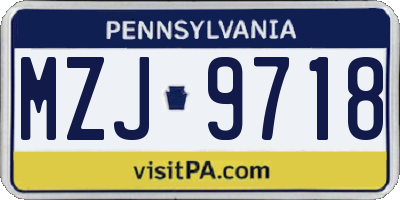 PA license plate MZJ9718