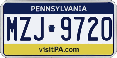 PA license plate MZJ9720