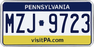 PA license plate MZJ9723