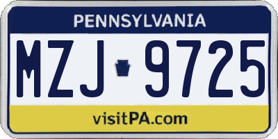 PA license plate MZJ9725