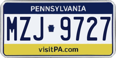 PA license plate MZJ9727