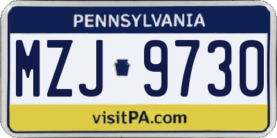 PA license plate MZJ9730