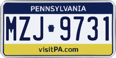 PA license plate MZJ9731