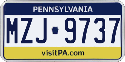 PA license plate MZJ9737