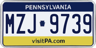 PA license plate MZJ9739