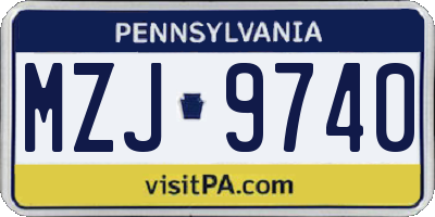 PA license plate MZJ9740