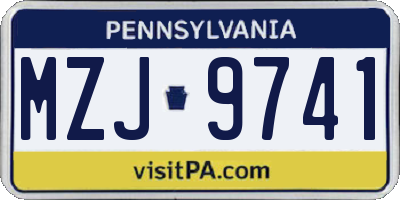 PA license plate MZJ9741
