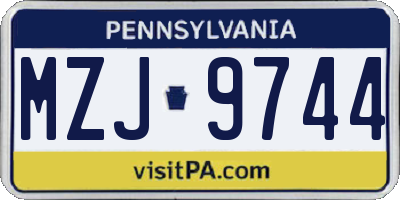 PA license plate MZJ9744
