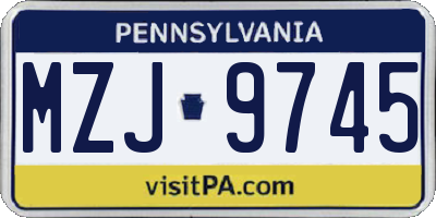 PA license plate MZJ9745