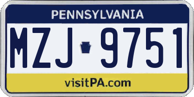 PA license plate MZJ9751