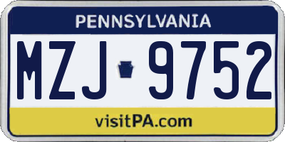 PA license plate MZJ9752