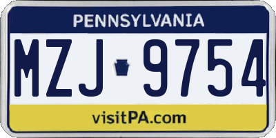 PA license plate MZJ9754