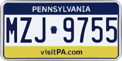 PA license plate MZJ9755