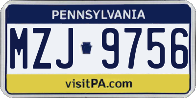 PA license plate MZJ9756