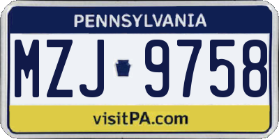 PA license plate MZJ9758