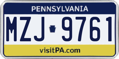 PA license plate MZJ9761
